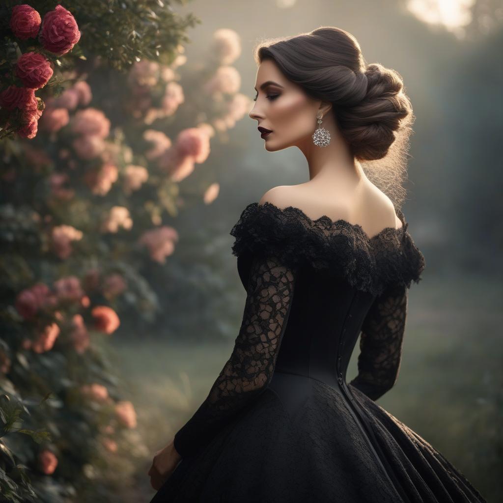  Victorian beauty in mourning wearing a black dress and carrying a bouquet of aurans in the 1870s. hyperrealistic, full body, detailed clothing, highly detailed, cinematic lighting, stunningly beautiful, intricate, sharp focus, f/1. 8, 85mm, (centered image composition), (professionally color graded), ((bright soft diffused light)), volumetric fog, trending on instagram, trending on tumblr, HDR 4K, 8K