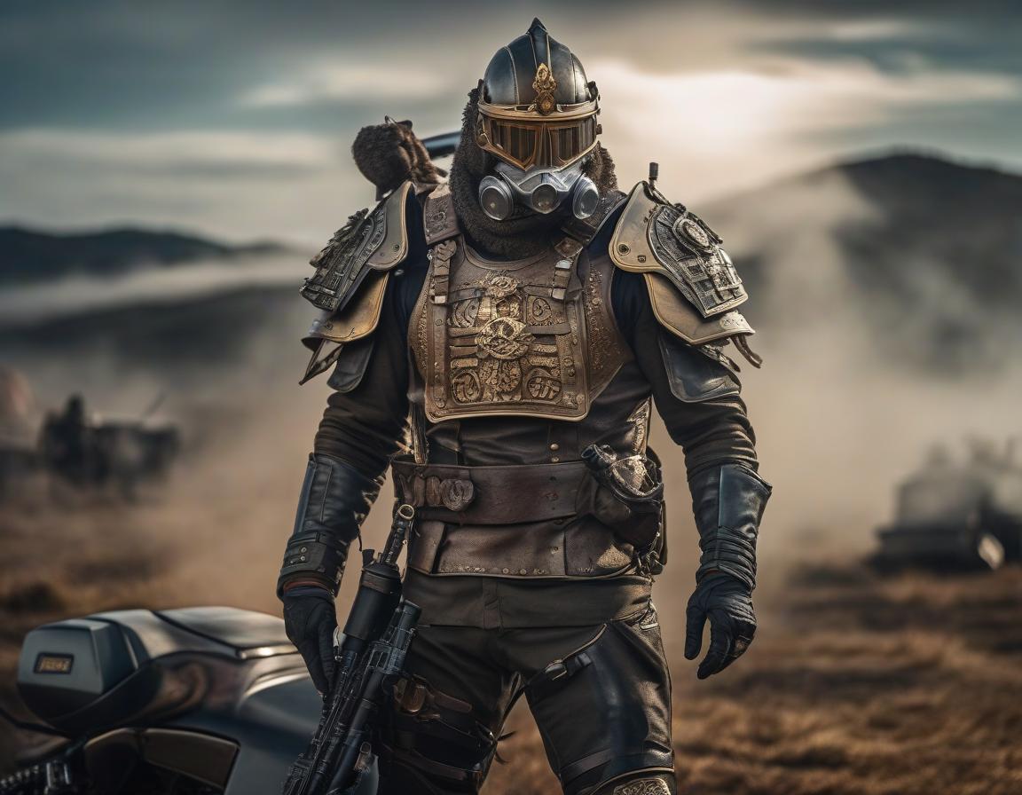  A man in a light, hermetic, post apocalyptic armor. hyperrealistic, full body, detailed clothing, highly detailed, cinematic lighting, stunningly beautiful, intricate, sharp focus, f/1. 8, 85mm, (centered image composition), (professionally color graded), ((bright soft diffused light)), volumetric fog, trending on instagram, trending on tumblr, HDR 4K, 8K