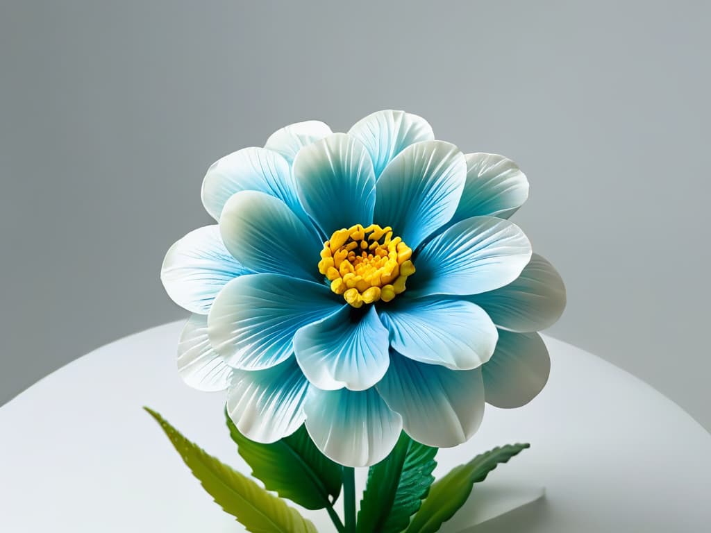  A closeup, ultradetailed image of a delicate sugar flower created using 3D printing technology, showcasing intricate details and vibrant colors against a clean, white background. The petals glisten with a sugary sheen, and the fine lines and textures of the flower are visible in stunning clarity, highlighting the fusion of artistry and technology in creative pastry making. hyperrealistic, full body, detailed clothing, highly detailed, cinematic lighting, stunningly beautiful, intricate, sharp focus, f/1. 8, 85mm, (centered image composition), (professionally color graded), ((bright soft diffused light)), volumetric fog, trending on instagram, trending on tumblr, HDR 4K, 8K