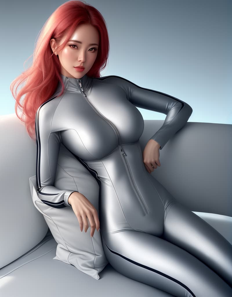  woman in unzipped aluminium suit,, unzipped spacesuit, blushing, cute, lying on couch, forward, pure aluminium, hand-made suit, imperfect suit, cheap sci-fi, real spacesuit, unzipped old spacesuit, realistic spacesuit, oversized suit, fake suit, destroyed suit, chest, unzipped,, comfortable,, undressing, taking off clothes,, uncovered chest, chest, exhibitionist, no clothes, revealed, young woman, skin, loose suit, chest, realistic, bare, photo, real, completely, shameless, visible, hyperrealistic, full body, detailed clothing, highly detailed, cinematic lighting, stunningly beautiful, intricate, sharp focus, f/1. 8, 85mm, (centered image composition), (professionally color graded), ((bright soft diffused light)), volumetric fog, trending on instagram, trending on tumblr, HDR 4K, 8K
