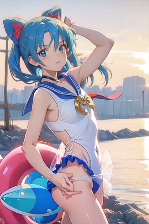  Cirno, one piece swimsuit, sailor moon style