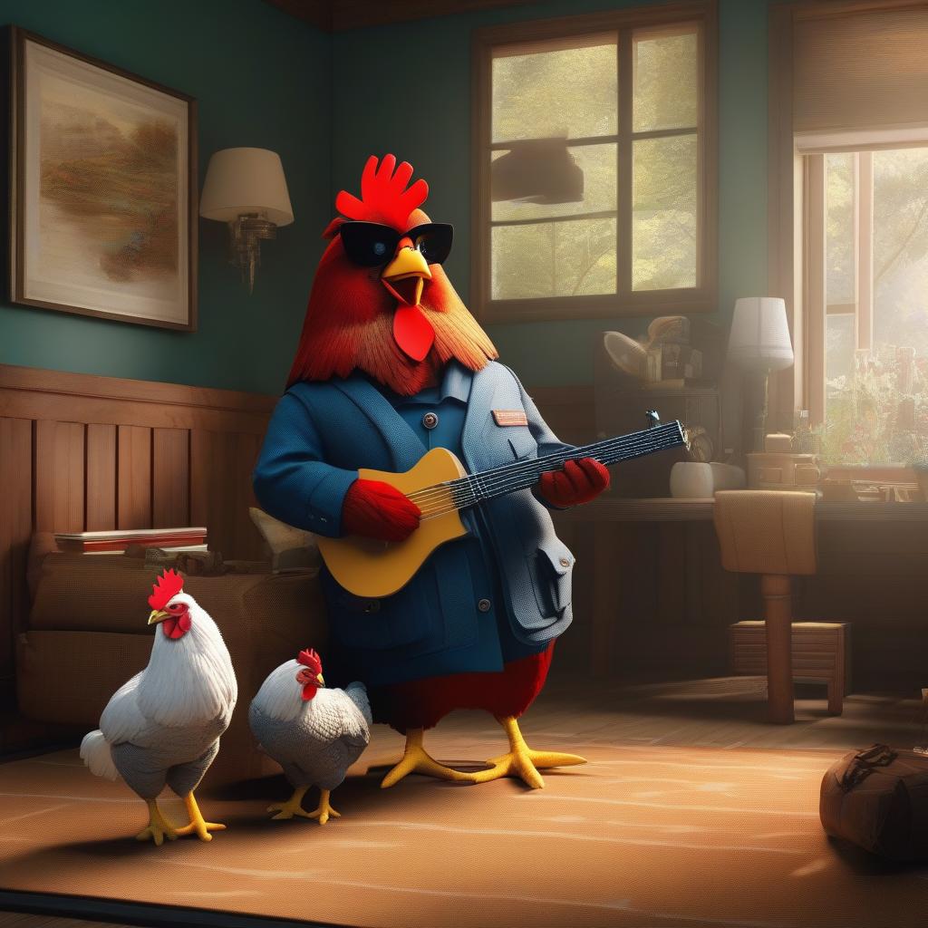  super duper fat with a gun in her room with a chicken , ((masterpiece)), best quality, very detailed, high resolution, sharp, sharp image, extremely detailed, 4k, 8k