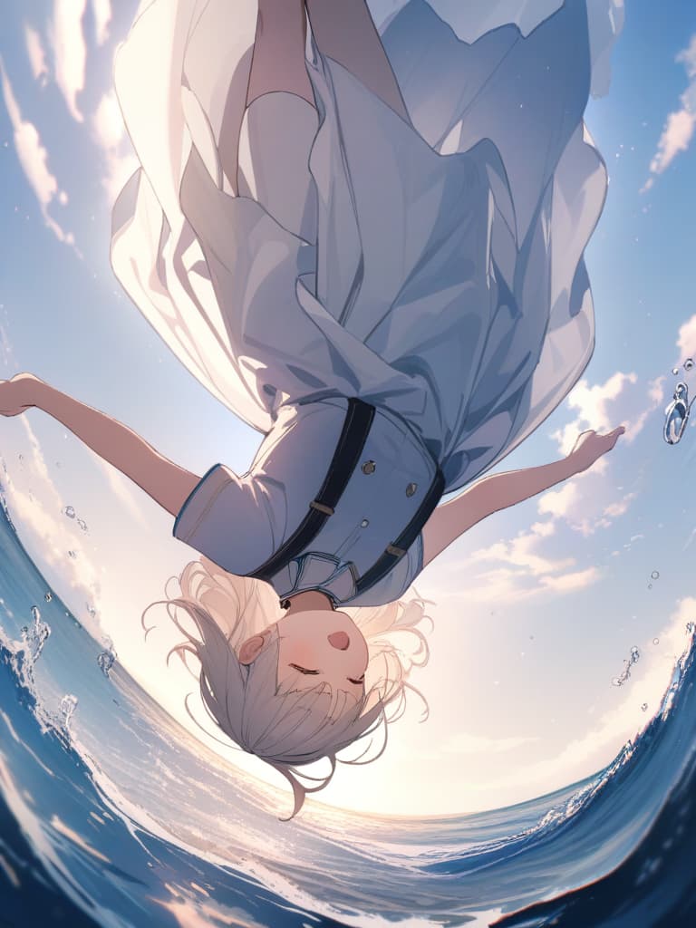  ultra detailed:1.2masterpiece:1.2,best quality,masterpiece,bestquality,hdr:1.1,8k:1.1,very cute girl:1.3,closed eyes:1.1,(fullbody:1.2)(falling sea:1.3),(splash:1.3),(flip upside down:1.7),school uniform:1.4,from front:1.4,open mouth, masterpiece, best quality,8k,ultra detailed,high resolution,an extremely delicate and beautiful,hyper detail