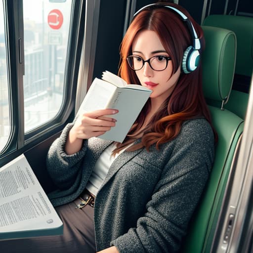  Realistic image of a cat wearing headphones and reading glasses while riding a bus. hyperrealistic, full body, detailed clothing, highly detailed, cinematic lighting, stunningly beautiful, intricate, sharp focus, f/1. 8, 85mm, (centered image composition), (professionally color graded), ((bright soft diffused light)), volumetric fog, trending on instagram, trending on tumblr, HDR 4K, 8K