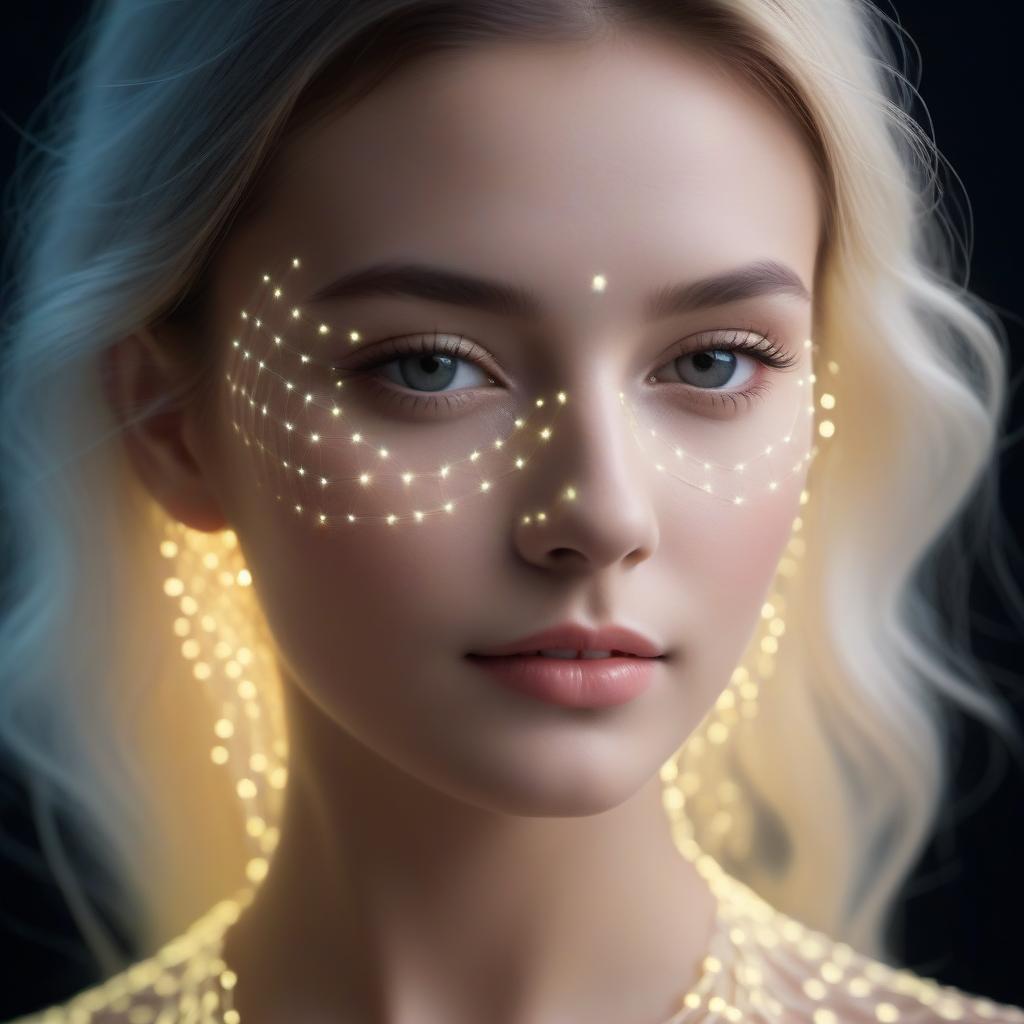  Luminous neural mesh, with a girl's face