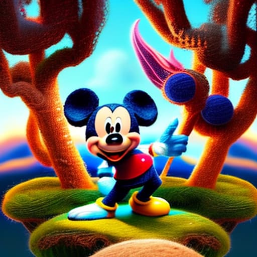 woolitize mickey mouse on fire hyperrealistic, full body, detailed clothing, highly detailed, cinematic lighting, stunningly beautiful, intricate, sharp focus, f/1. 8, 85mm, (centered image composition), (professionally color graded), ((bright soft diffused light)), volumetric fog, trending on instagram, trending on tumblr, HDR 4K, 8K