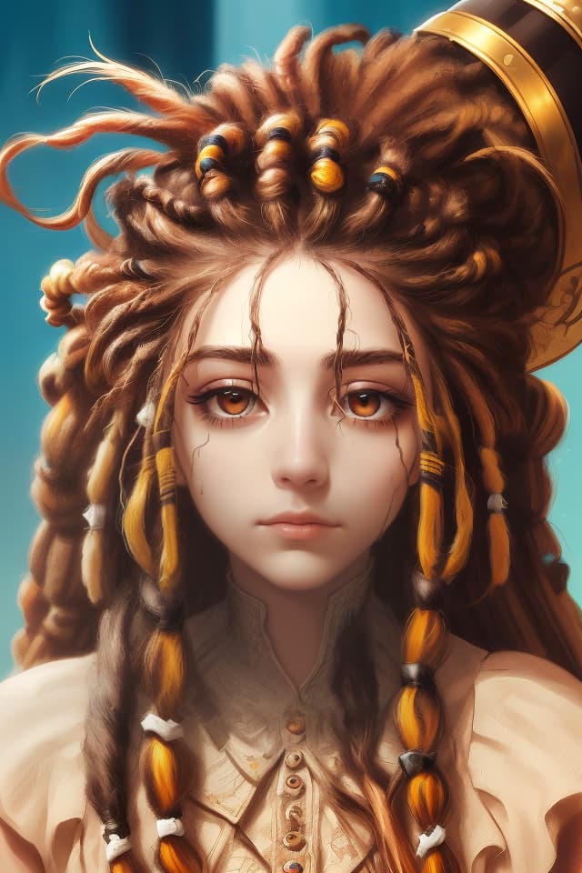  ((Dread hair)) (Close Up of Face) Hair from Root to Tip) High Quality, 8k, Masterpiece