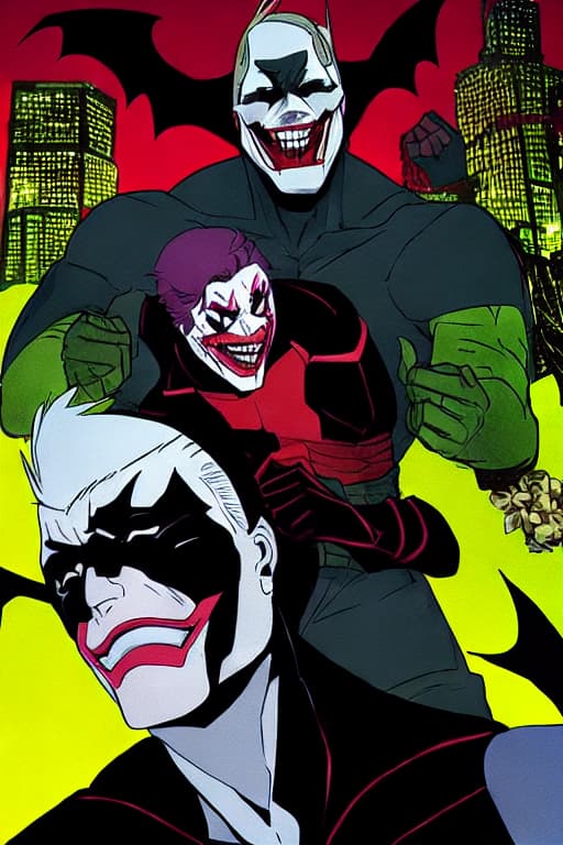  Batman fighting the joker in Gotham city