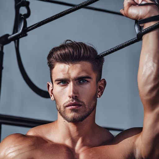 portrait+ style russian queer fitness model brunette very cute dude face