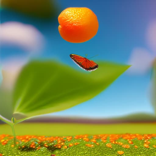 food_crit Beautiful butterfly on an orange a fruit landscape with a butterfly