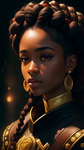  Dci4k,dark brown Afrocentric woman with elaborate braids, Van Gogh style., hyperrealistic, high quality, highly detailed, cinematic lighting, intricate, sharp focus, f/1. 8, 85mm, (centered image composition), (professionally color graded), ((bright soft diffused light)), volumetric fog, trending on instagram, HDR 4K, 8K