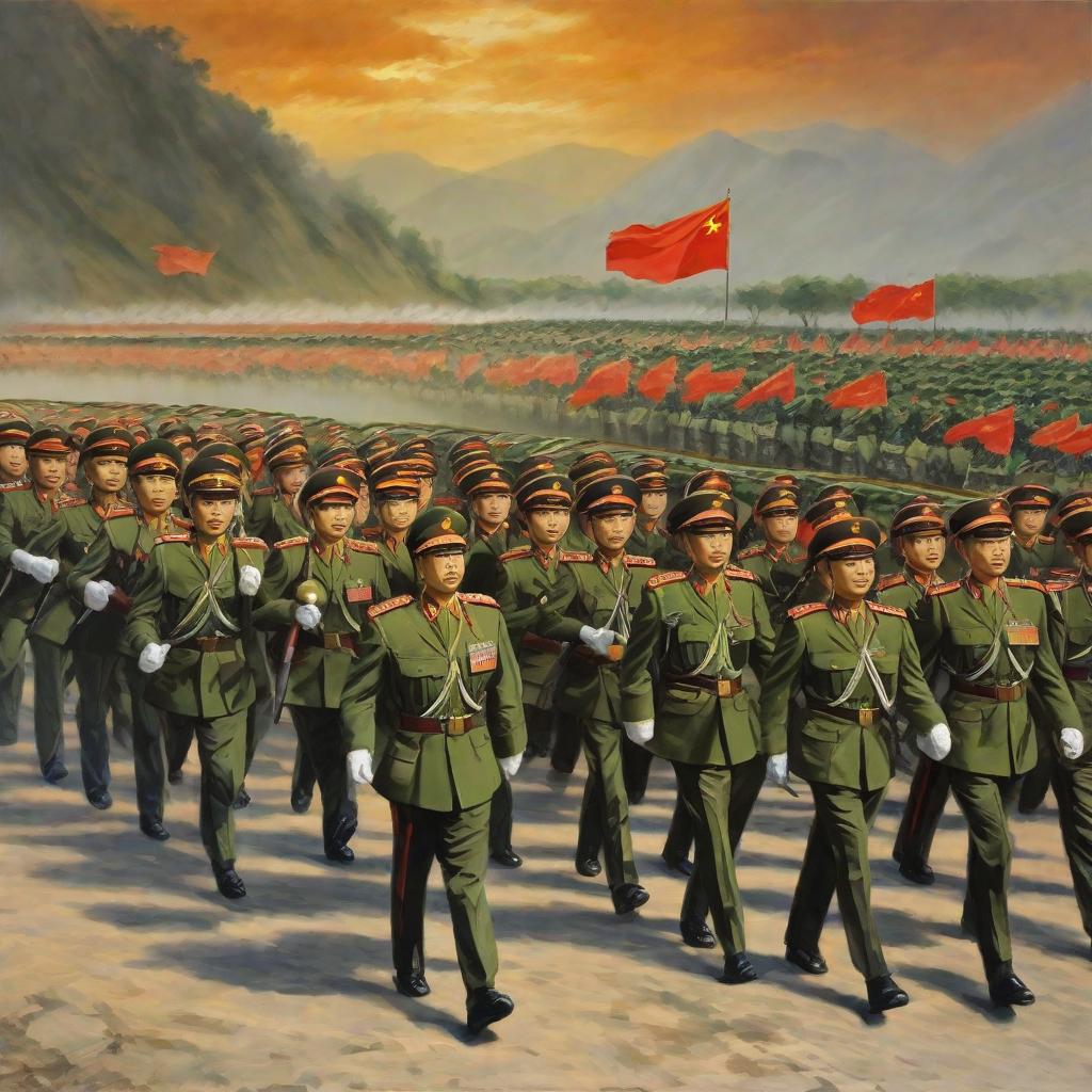  masterpiece, best quality,Draw a picture of the PLA Army