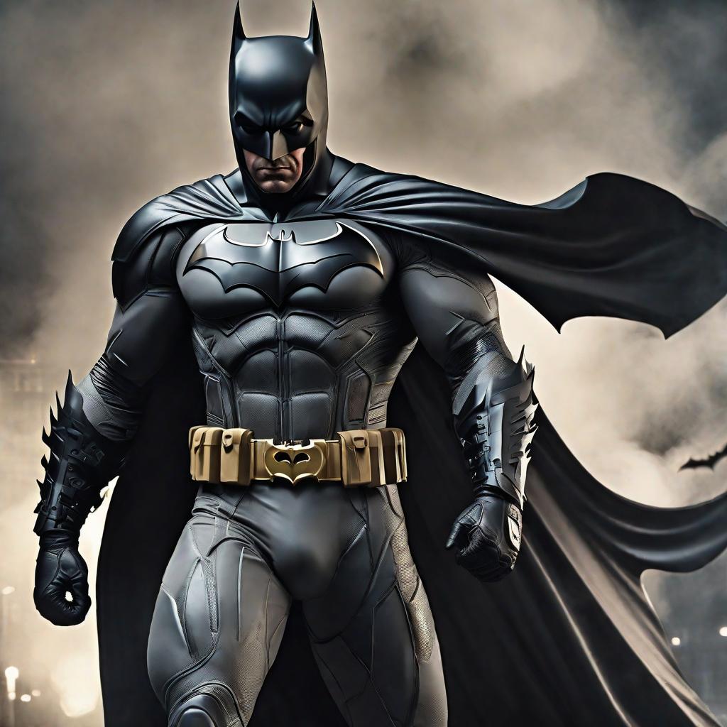  Batman con el anillo único del señor de los anillos hyperrealistic, full body, detailed clothing, highly detailed, cinematic lighting, stunningly beautiful, intricate, sharp focus, f/1. 8, 85mm, (centered image composition), (professionally color graded), ((bright soft diffused light)), volumetric fog, trending on instagram, trending on tumblr, HDR 4K, 8K