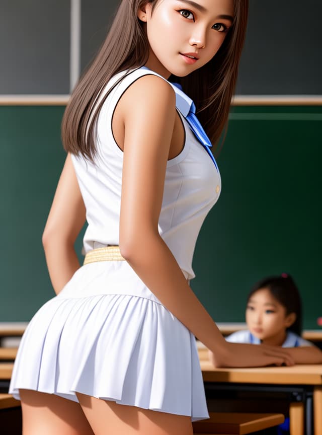  (school girl), best quality, high resolution, highly detailed, detailed background, perfect lighting, lens flare, fantasy, nature, 1girl,(classroom:1.2), detailed face, perfect face, detailed face, beautiful eyes, pretty face, (bright skin:1.3), lookbook model, real face, realism, estate face