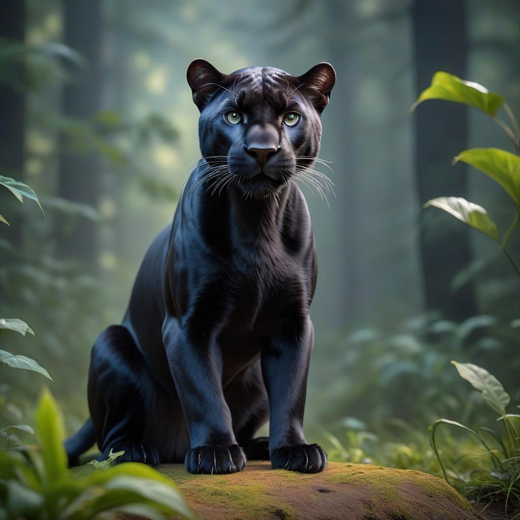  panther hyperrealistic, full body, detailed clothing, highly detailed, cinematic lighting, stunningly beautiful, intricate, sharp focus, f/1. 8, 85mm, (centered image composition), (professionally color graded), ((bright soft diffused light)), volumetric fog, trending on instagram, trending on tumblr, HDR 4K, 8K