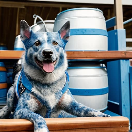  Blue cattle dog sitting on a beer