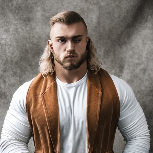 portrait+ style Russian queer powerlifter blonde hunk dude face