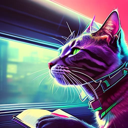 nvinkpunk Realistic image of a cat wearing headphones and reading glasses while riding a bus., breathtaking hyperrealistic, full body, detailed clothing, highly detailed, cinematic lighting, stunningly beautiful, intricate, sharp focus, f/1. 8, 85mm, (centered image composition), (professionally color graded), ((bright soft diffused light)), volumetric fog, trending on instagram, trending on tumblr, HDR 4K, 8K