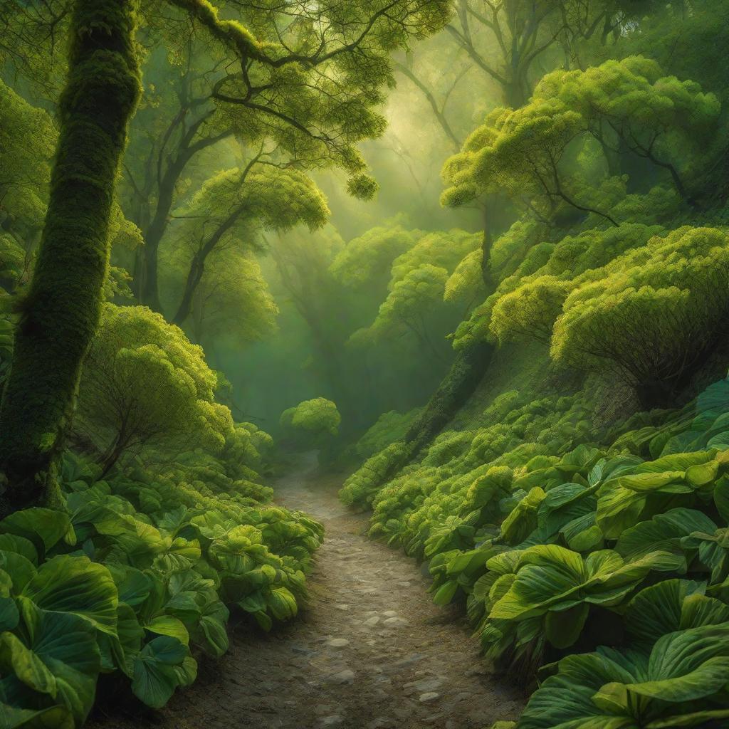  Paisaje color verde limón hyperrealistic, full body, detailed clothing, highly detailed, cinematic lighting, stunningly beautiful, intricate, sharp focus, f/1. 8, 85mm, (centered image composition), (professionally color graded), ((bright soft diffused light)), volumetric fog, trending on instagram, trending on tumblr, HDR 4K, 8K