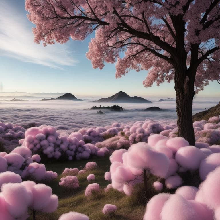  landscape candy world, with chocolate and chewing-gums everywhere, lots of cotton candy hyperrealistic, full body, detailed clothing, highly detailed, cinematic lighting, stunningly beautiful, intricate, sharp focus, f/1. 8, 85mm, (centered image composition), (professionally color graded), ((bright soft diffused light)), volumetric fog, trending on instagram, trending on tumblr, HDR 4K, 8K