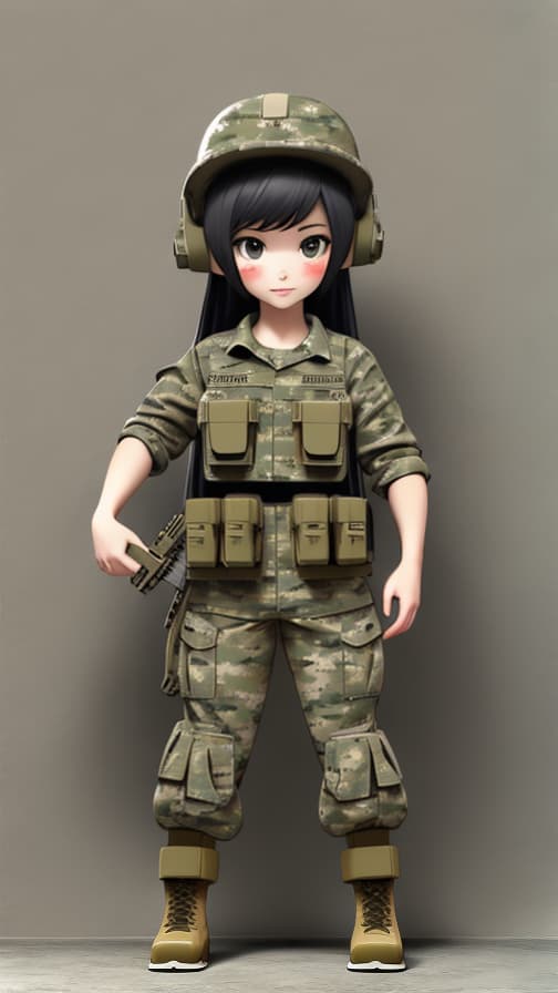  U.S. military full equipment two-headed military equipment camouflage clothing machine gun girl cute