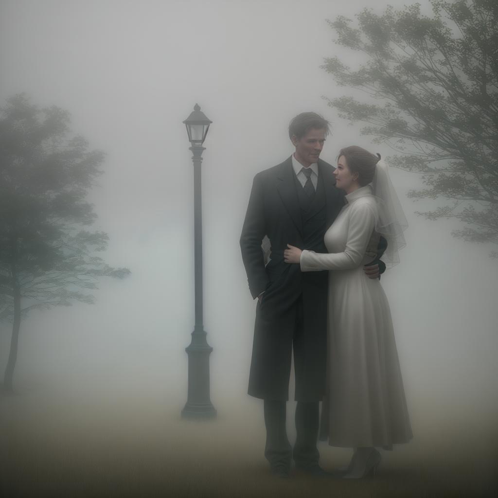  a man in fog meeting his wife