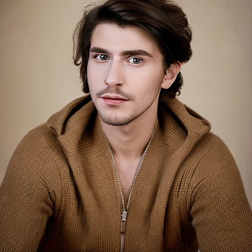 portrait+ style Russian queer parody performer brunette hunk dude facw