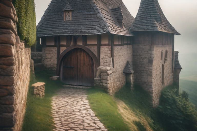  medieval landscape, cute, hyper detail, full HD hyperrealistic, full body, detailed clothing, highly detailed, cinematic lighting, stunningly beautiful, intricate, sharp focus, f/1. 8, 85mm, (centered image composition), (professionally color graded), ((bright soft diffused light)), volumetric fog, trending on instagram, trending on tumblr, HDR 4K, 8K