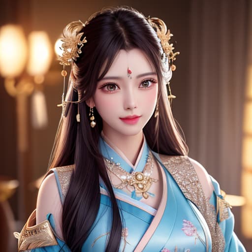  best quality, masterpiece, highres, 1girl,blush,(seductive smile:0.8),star shaped pupils,china hanfu,hair ornament,necklace, jewelry,Beautiful face,upon body, tyndall effect,photorealistic, dark studio, rim lighting, two tone lighting,(high detailed skin:1.2), 8k uhd, dslr, soft lighting, high quality, volumetric lighting, candid, Photograph, high resolution, 4k, 8k, Bokeh hyperrealistic, full body, detailed clothing, highly detailed, cinematic lighting, stunningly beautiful, intricate, sharp focus, f/1. 8, 85mm, (centered image composition), (professionally color graded), ((bright soft diffused light)), volumetric fog, trending on instagram, trending on tumblr, HDR 4K, 8K