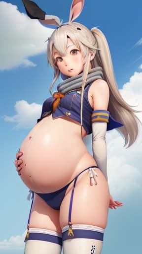  Shimakaze loli. pregnant , masterpieces, top quality, best quality, official art, beautiful and aesthetic, realistic, 4K, 8K
