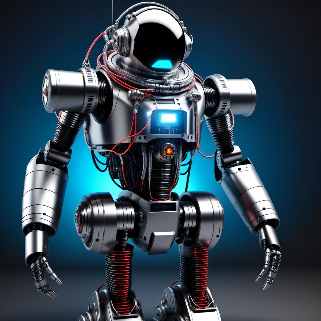  cybernetic robot cosmonaut . android, AI, machine, metal, wires, tech, futuristic, highly detailed