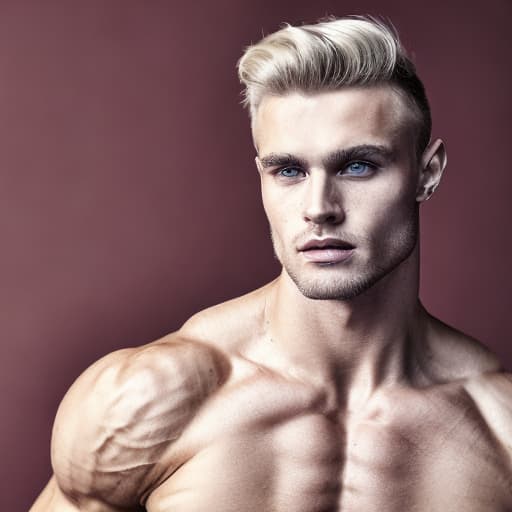 portrait+ style Russian queer fitness model blonde hunk dude face