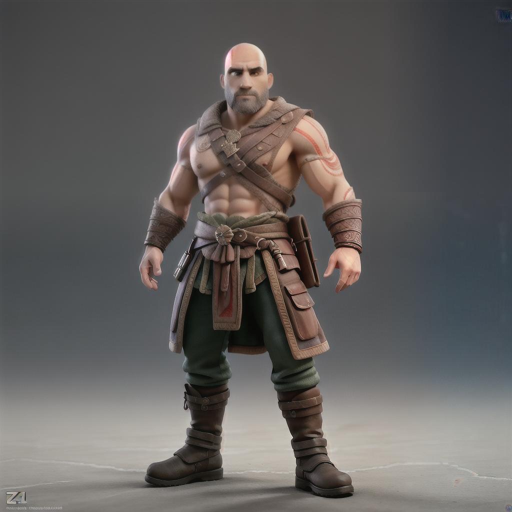  God of war hyperrealistic, full body, detailed clothing, highly detailed, cinematic lighting, stunningly beautiful, intricate, sharp focus, f/1. 8, 85mm, (centered image composition), (professionally color graded), ((bright soft diffused light)), volumetric fog, trending on instagram, trending on tumblr, HDR 4K, 8K