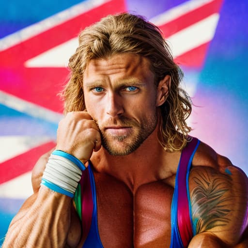 portrait+ style British IFBB queer blonde hunk dilf dude face