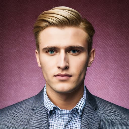 portrait+ style Russian queer TV show condensant blonde hunk dude face