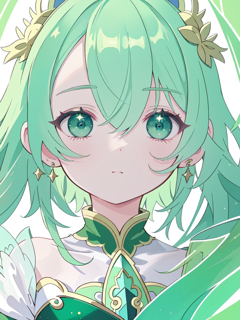  Green hair character star scholar, detailed subject, precision shadow, delicate linear, detailed fine line, ultra high image quality, 4K, 8K, masterpiece, best quality,8k,ultra detailed,high resolution,an extremely delicate and beautiful,hyper detail