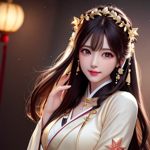  best quality, masterpiece, highres, 1girl,blush,(seductive smile:0.8),star shaped pupils,china hanfu,hair ornament,necklace, jewelry,Beautiful face,upon body, tyndall effect,photorealistic, dark studio, rim lighting, two tone lighting,(high detailed skin:1.2), 8k uhd, dslr, soft lighting, high quality, volumetric lighting, candid, Photograph, high resolution, 4k, 8k, Bokeh hyperrealistic, full body, detailed clothing, highly detailed, cinematic lighting, stunningly beautiful, intricate, sharp focus, f/1. 8, 85mm, (centered image composition), (professionally color graded), ((bright soft diffused light)), volumetric fog, trending on instagram, trending on tumblr, HDR 4K, 8K