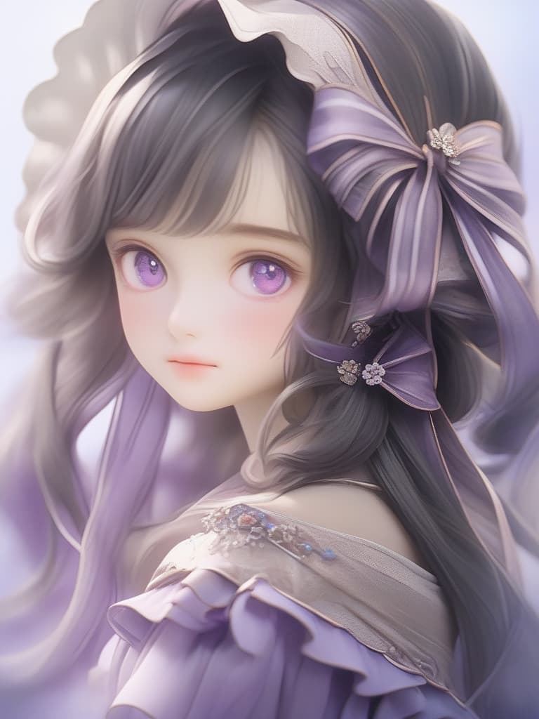  Slim girl, cute, short stature, black hair, straight long hair, purple eyes, ribbon cathasha, salopette dress, masterpiece, best quality,8k,ultra detailed,high resolution,an extremely delicate and beautiful,hyper detail