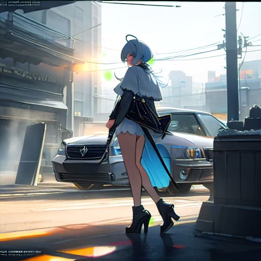  (car wash ), anime, highly detailed, 4k, high quality, trending on art station hyperrealistic, full body, detailed clothing, highly detailed, cinematic lighting, stunningly beautiful, intricate, sharp focus, f/1. 8, 85mm, (centered image composition), (professionally color graded), ((bright soft diffused light)), volumetric fog, trending on instagram, trending on tumblr, HDR 4K, 8K