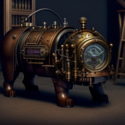  a dog ,many mechanisms,--style Steampunk Art,Steampunk,  hyper realism, hdr, 8k