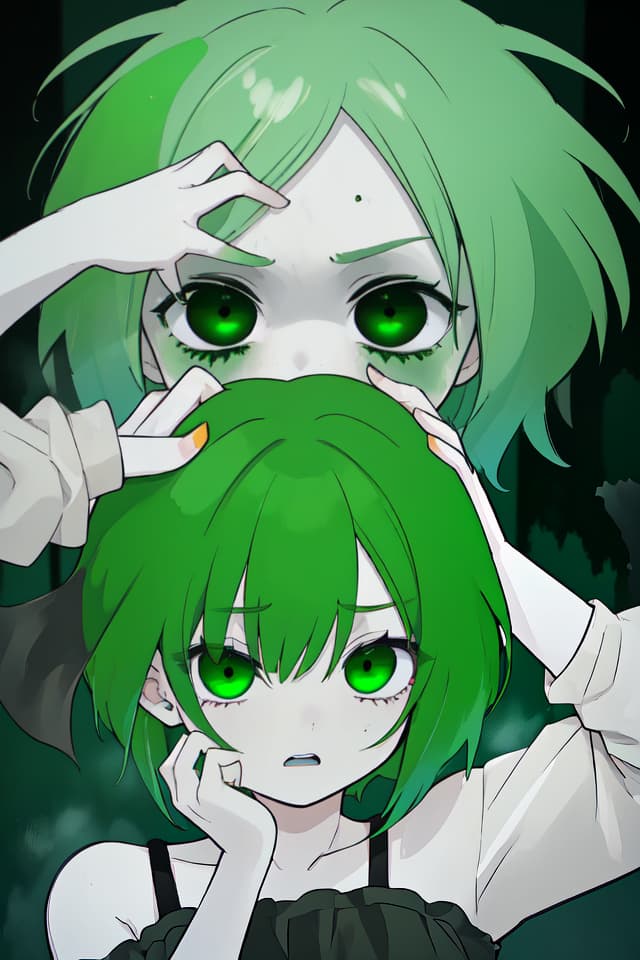  The horror of green hair characters