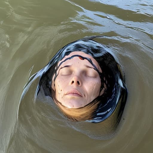  woman's head drowning in the river