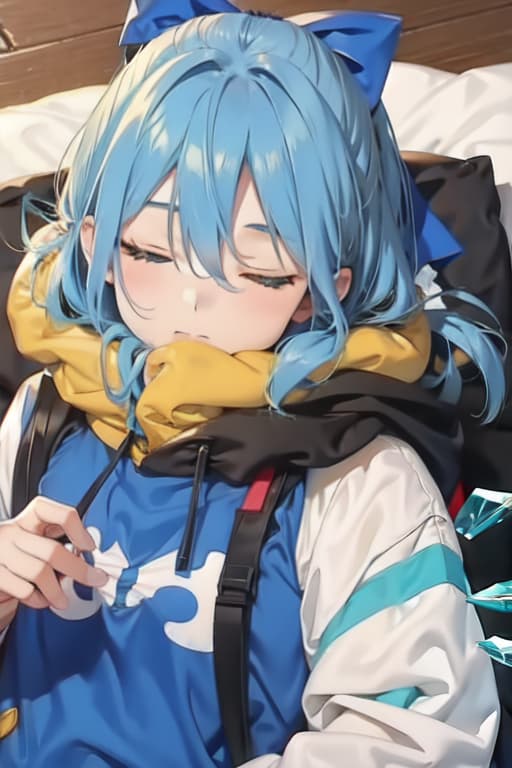  Cirno in a sleeping bag