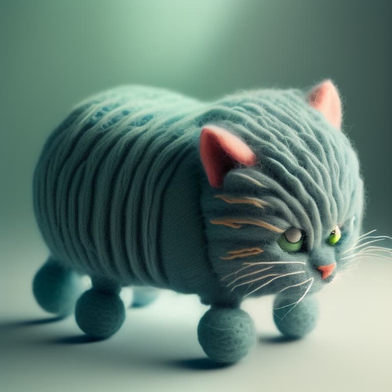 woolitize A cat woven from knitted thread, lying by the window of green plants, with cute and fluffy cotton thread, large button eyes, a clear green color atmosphere, a sparkling cat illuminated by sunlight, a super realistic style, large aperture camera photography, and super details. hyperrealistic, full body, detailed clothing, highly detailed, cinematic lighting, stunningly beautiful, intricate, sharp focus, f/1. 8, 85mm, (centered image composition), (professionally color graded), ((bright soft diffused light)), volumetric fog, trending on instagram, trending on tumblr, HDR 4K, 8K