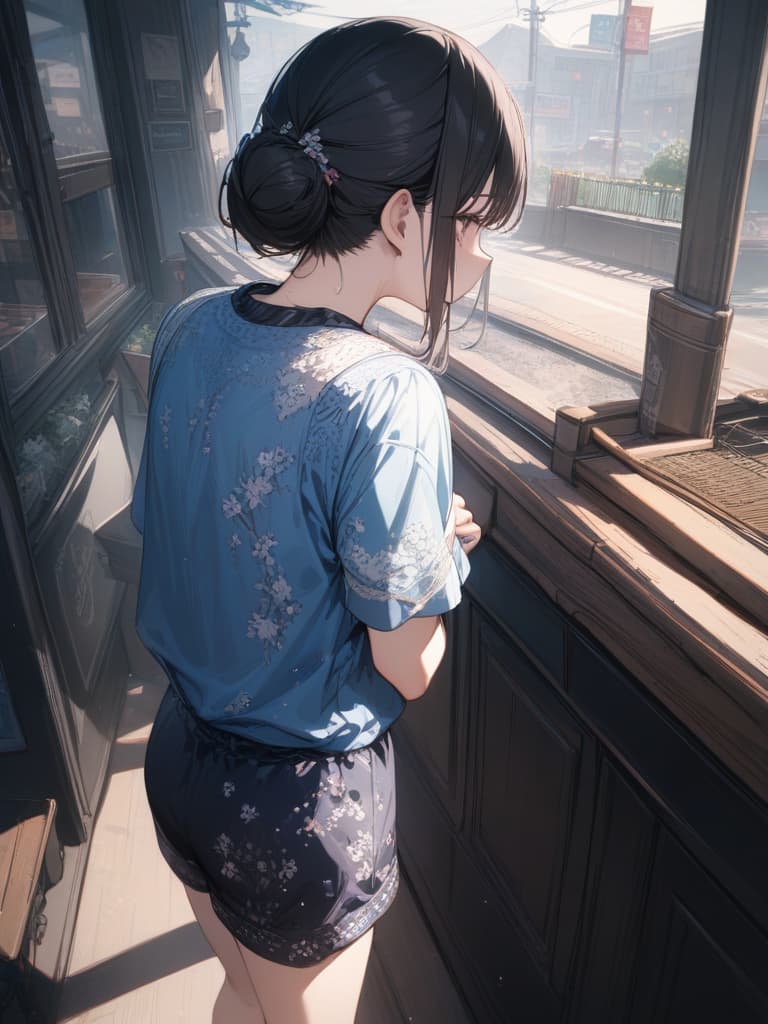  Black hair, short, habits, jerseys, shy face, shortcut, shortcut, berryberry shorts, masterpiece, best quality,8k,ultra detailed,high resolution,an extremely delicate and beautiful,hyper detail