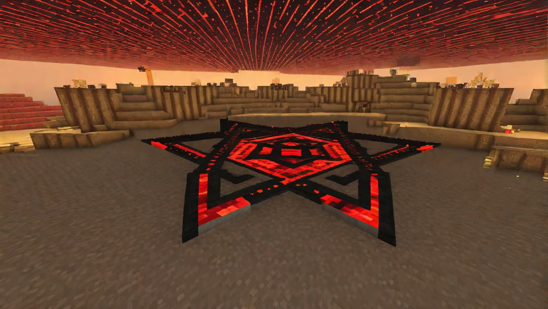  Create an image prompt that showcases the article "Pentagram Minecraft":

A symphony of light and shadows dances across the digital landscape as the mystical powers of Minecraft intertwine with the occult. Imagine an intriguing scene where a titanic pentagram emerges from the depths of a Minecraft world, adorned with flickering redstone torches at each point. The air crackles with magic as eerie, otherworldly creatures spawn within the pentagram's mystical confines. Evoking an ethereal ambiance, the pentagram stands amidst a captivating barren wasteland, its blocks forged from the cosmos themselves, pulsating with ancient power. This is a visual journey that unveils the enigmatic collision of two worlds—the mesmerizing union of Minecraft' hyperrealistic, full body, detailed clothing, highly detailed, cinematic lighting, stunningly beautiful, intricate, sharp focus, f/1. 8, 85mm, (centered image composition), (professionally color graded), ((bright soft diffused light)), volumetric fog, trending on instagram, trending on tumblr, HDR 4K, 8K