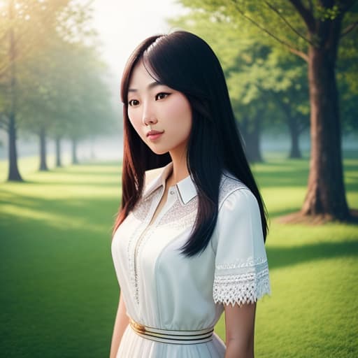  Young Asian girl with long hair on her upper body and the background is a sunny day in the park hyperrealistic, full body, detailed clothing, highly detailed, cinematic lighting, stunningly beautiful, intricate, sharp focus, f/1. 8, 85mm, (centered image composition), (professionally color graded), ((bright soft diffused light)), volumetric fog, trending on instagram, trending on tumblr, HDR 4K, 8K