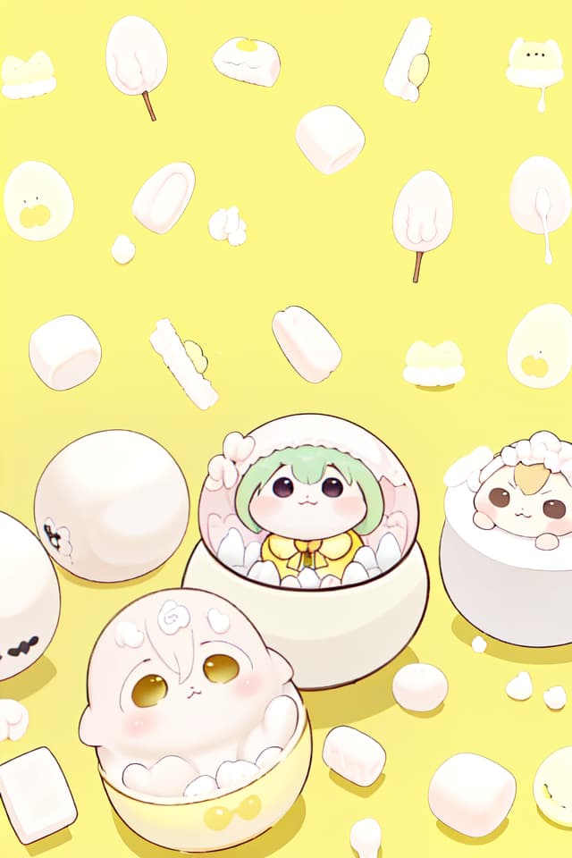  Yellow, mochi, cute, background