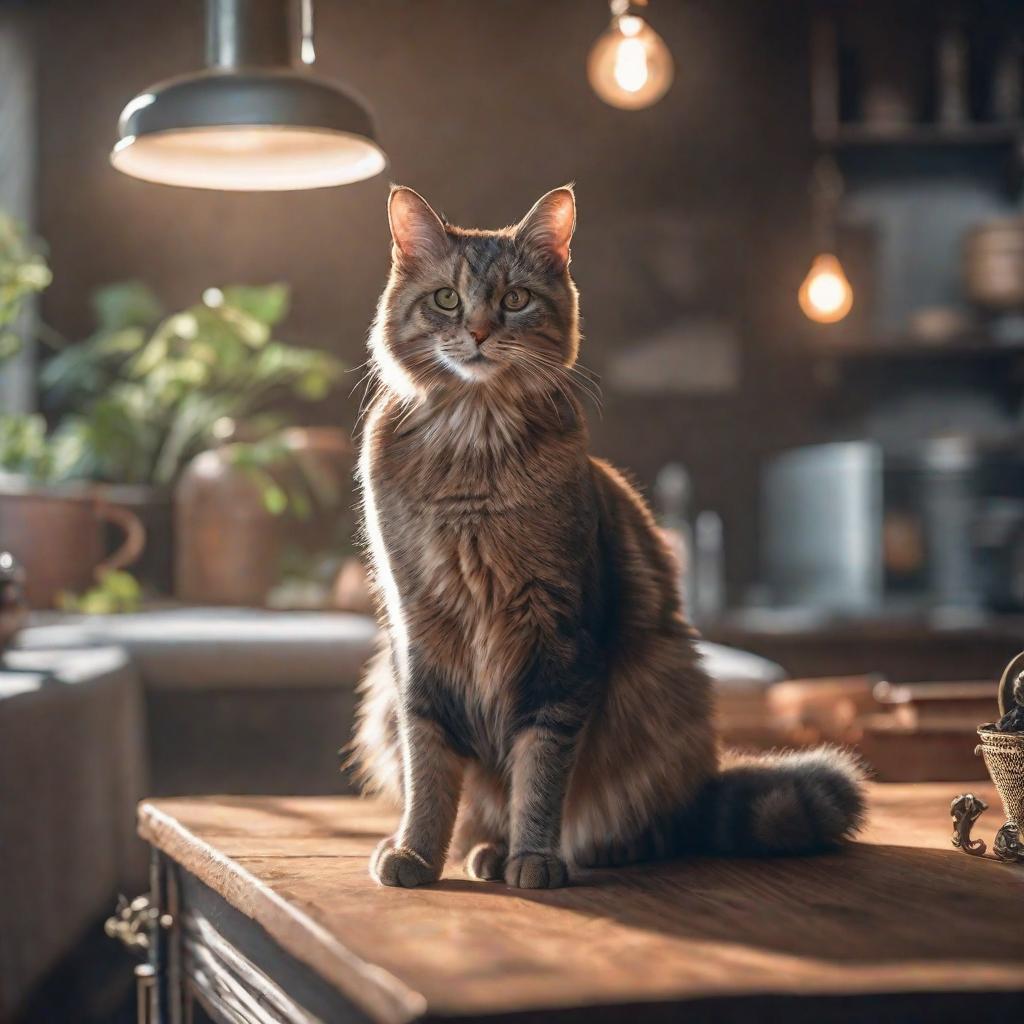  Cat hyperrealistic, full body, detailed clothing, highly detailed, cinematic lighting, stunningly beautiful, intricate, sharp focus, f/1. 8, 85mm, (centered image composition), (professionally color graded), ((bright soft diffused light)), volumetric fog, trending on instagram, trending on tumblr, HDR 4K, 8K