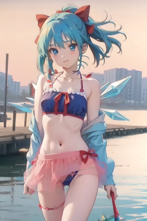  Cirno, bikini, Ghibli style